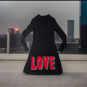 Elegant Cashmere Black and Red Mini Dress LOVE Spellout by CODO